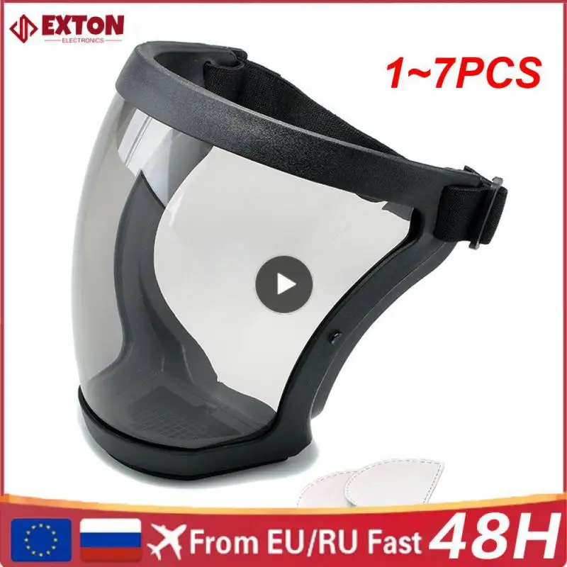 

1~7PCS Full Face Shield Transparent Splash-proof WindProof Anti-fog Mask Safety Glasses Protection Eye Face Mask With Filters