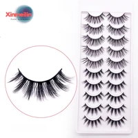 10 pairs 3d faux mink lashes handmade soft fluffy charming natural long false eyelashes extension create thick cross eye makeup