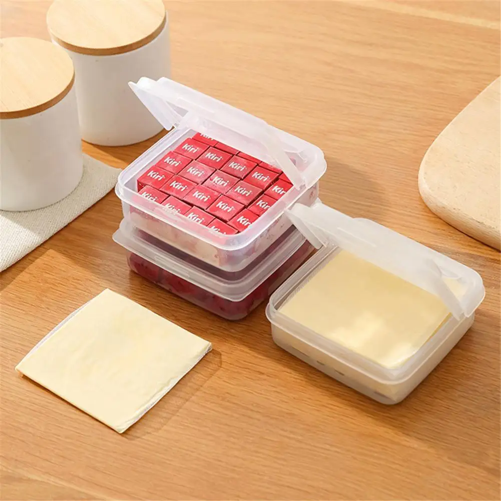 

2pcs Flip-top Butter Block Cheese Slice Storage Box Portable Refrigerator Fruit Vegetable Fresh-keeping Organizer Containers
