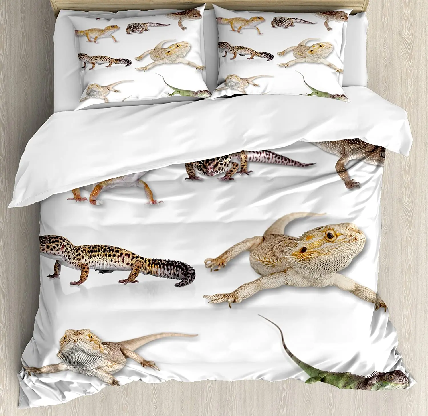 

Комплект постельного белья с рептилиями для спальни, кровати, дома, многоцветный, с леопардовым узором, семейный Imag, пододеяльник, пододеяль...