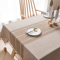 2022creative plaid decorative linen tablecloth with tassel waterproof oilproof thicken rectangular wedding dining tea table clot