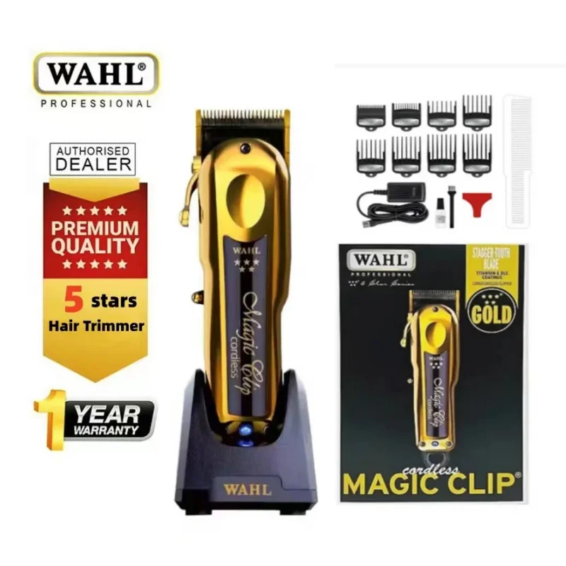 

Wahl 8148 high-end Magic Clip Professional 5 Star Limited Gold Cordless Hair Clipper With Stand Charger For Barbers