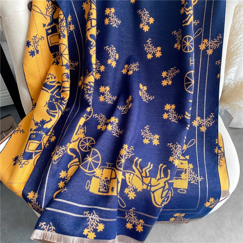 

Luxury Winter Cashmere Scarf Shawl New Design Double Sided Warm Pashmina Hijab Bufanda Foulard Large 180*65cm Ladies Stoles 2021