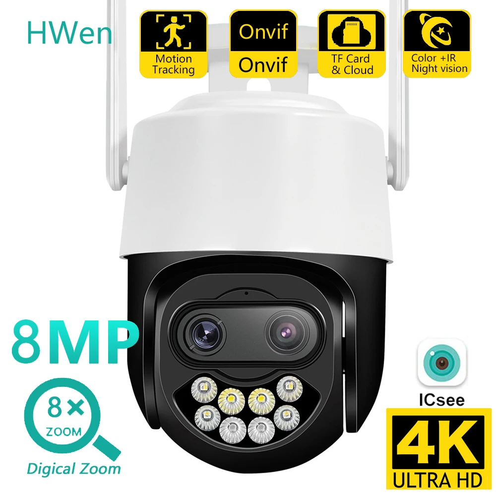 

Камера видеонаблюдения 8 Мп, 2,8 + 12 мм, 4 МП, Wi-Fi