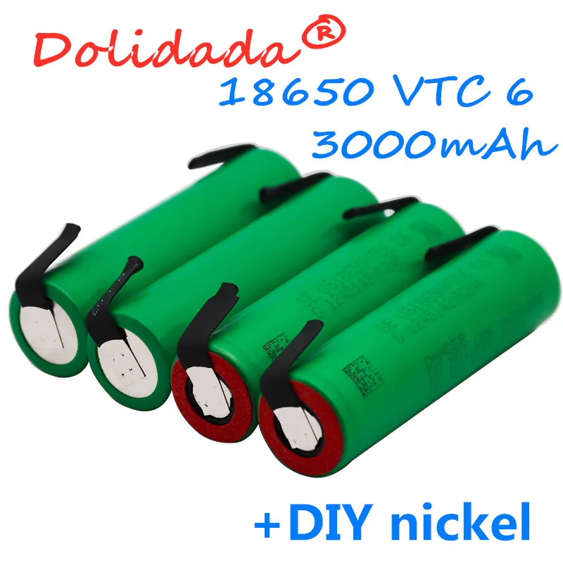 

100%Original Vtc6 3.7 V 3000 Mah 18650 Lithium Rechargeable Battery for Flashlight E-cigarette Batteries+DIY Nickel Sheets
