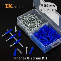 blue conical plastic anchor and self tapping screw and masonry drill bit201 pieces
