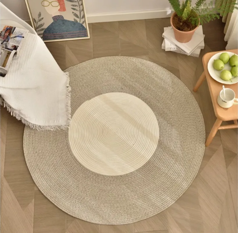 

Круглый ковер, хлопковая веревка, искусственная кожа, балкон, французское окно, домашний отдых, украшение, кабинет, чайный столик, круглый