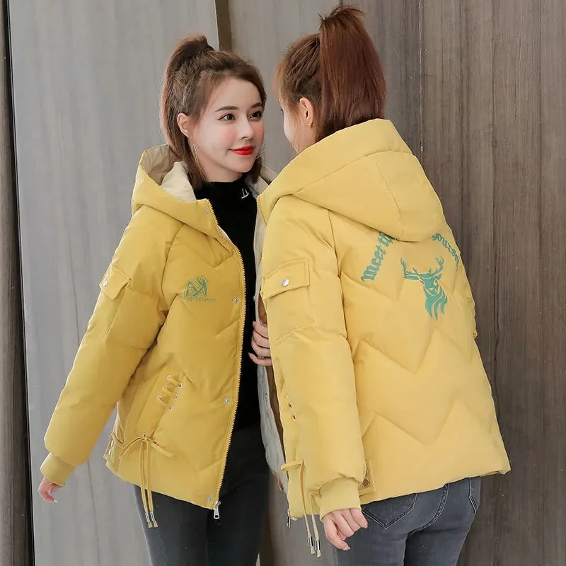 Fashion Female Letters Print Jacket Women's Cotton Padded Parka Outerwear 2021 New Parkas Winter Jackets Hooded Thick Warm Coats