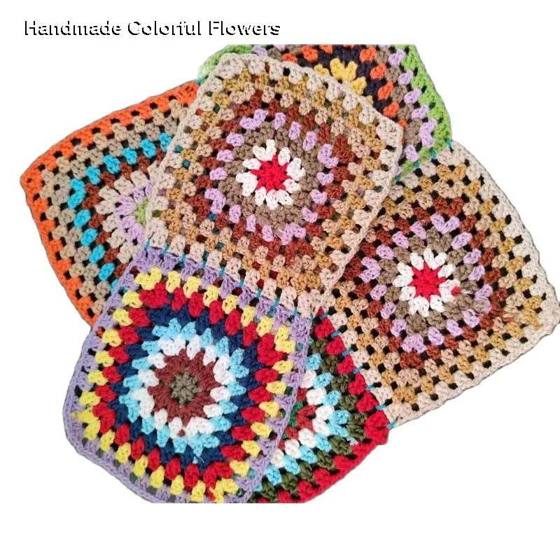 

Colorful Handmade flowers cotton crochet table place mat pad cloth cup doily Coffee coaster Christmas placemat wedding kitchen