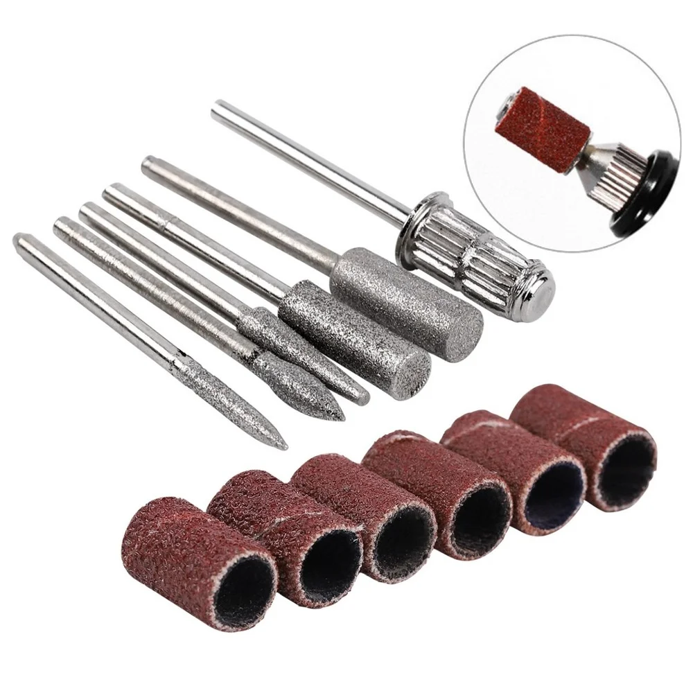 Набор насадок для маникюра с карбидными битами в ящике с диамантами радужного цвета, 5 в 1, для ногтей.