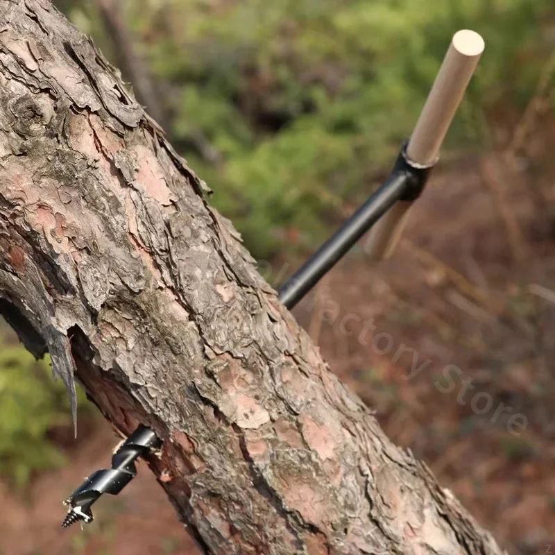 Фото Ручная дрель Bushcraft из углеродистой стали, ручная шнековая дрель, портативное ручное сверло для выживания, саморезающий инструмент для выживания по дереву №5