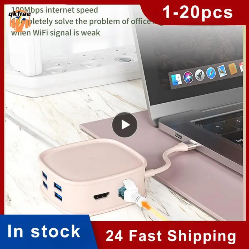 

Multi-function HDMI-compatible Usb Hub Docking Station For Laptop Macbook Office Tools Expand Dock Office Supplies Portable Rj45