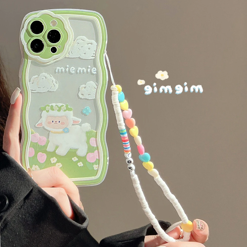 

Милый мультяшный волнистый браслет Grassland, силиконовый чехол для Iphone 13 Pro Max 12 11 X Xr Xs max 8 7 Plus, задняя крышка