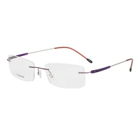6 colors titanium rimless light weight optical frame custom photochromic myopia reading glasses prescription lenses