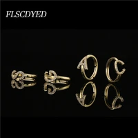 flscdyed charm mosaic 26 letters rings for women top quality shiny zircon alphabet cuff ring 2022 new fashion jewelry girl gift