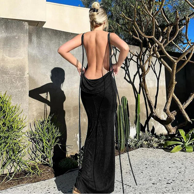 Summer Backless Maxi Dress Elegant Party Dresses For Women 2022 Luxury Chic Woman Long Evening Dresses Wedding Cocktail