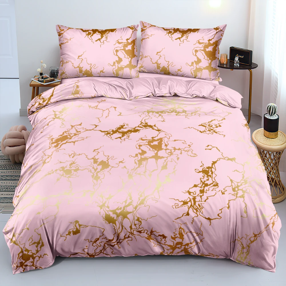 

Комплекты постельного белья с 3D Цифровым золотым мраморным одеялом, розовый комплект постельного белья, двойной, Королевский, размер 140x21, 0 см, семейное постельное белье, домашний текстиль