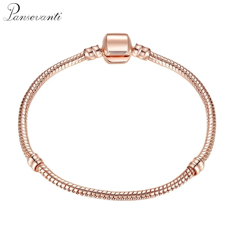 

Round Snake Bone Bracelet Cross-border Fashion Jewelry Basic Chain Bracelets for Women Rose Gold Buckle Beaded Accessories