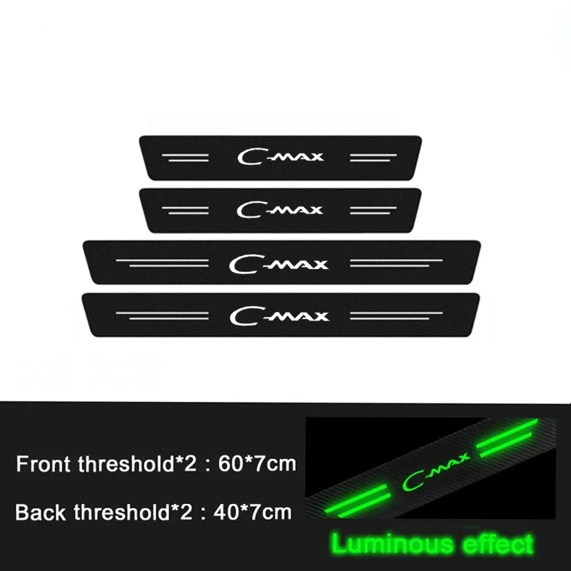 

Светящиеся защитные наклейки на порог автомобиля из углеродного волокна, накладка для Ford C-MAX, эмблема, защита педали приветствия двери автомобиля