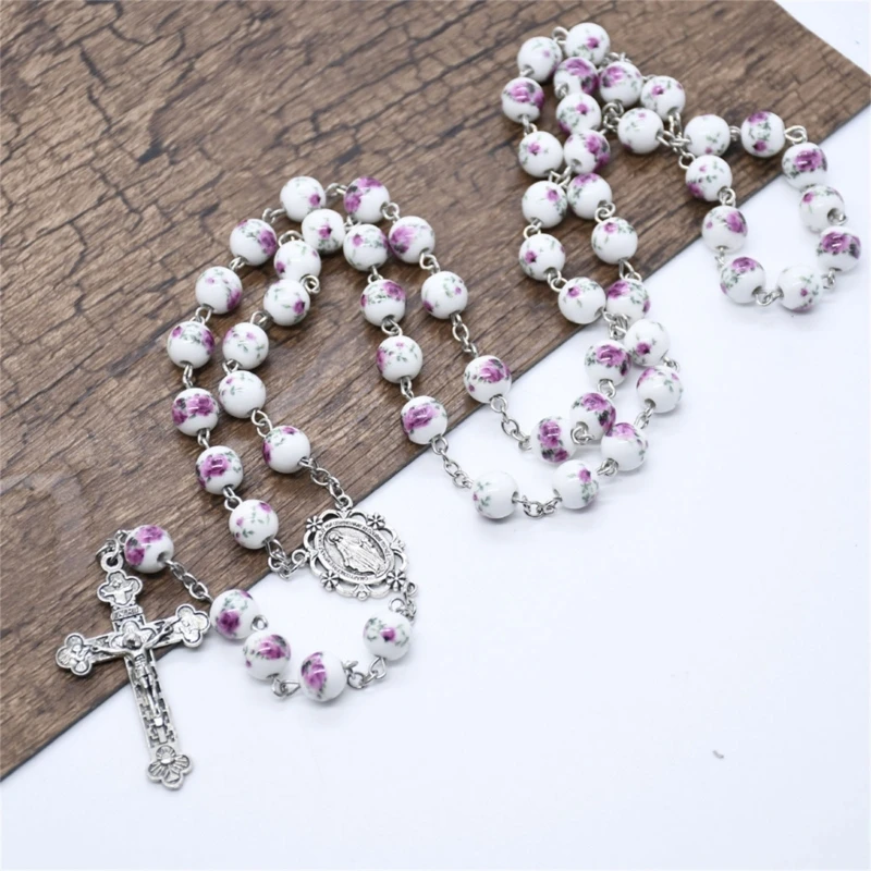 Керамические бусины ожерелья кресты подвески четки христианские длинные