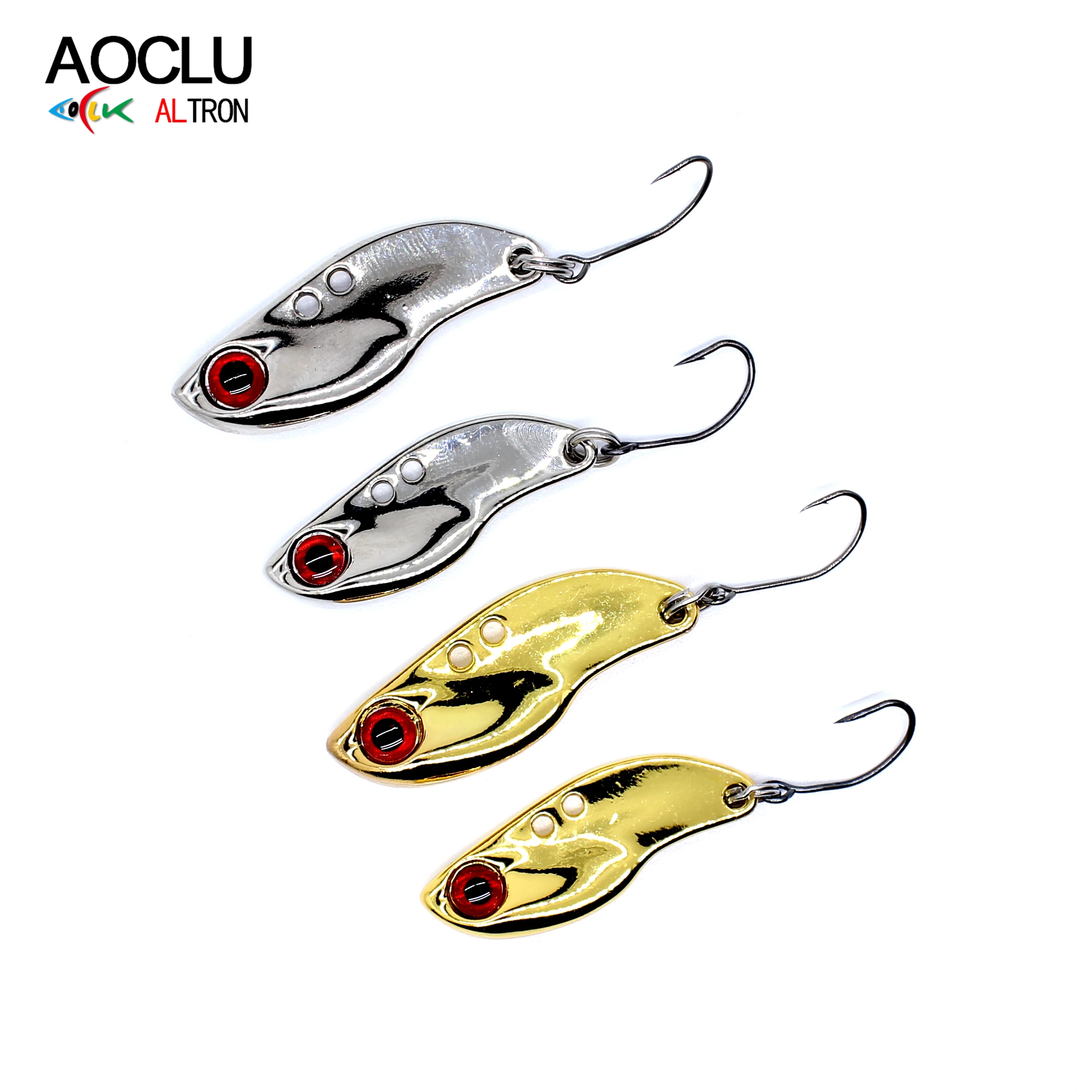 

AOCLU small Lure Fishing Spoons Metal VIB 3.7g 5.3g Gold Silver Metal Casting Jig Lures with Single Hook Fishing Lures