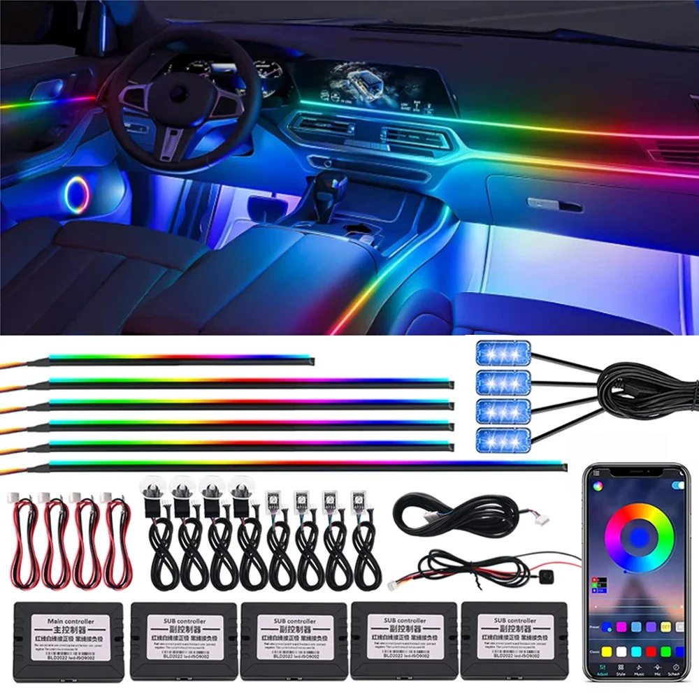 64 RGB Symphony Car Ambient Light Interior Acrylic Guide LED Strip