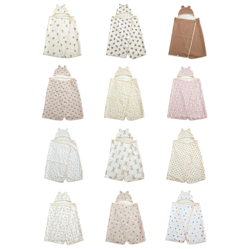 

Newborn Bath Blanket Infant Soft Super Absorbent Bath Towel Kids Shower Towel with Hooded Hat Unisex Toddler Beach Towel