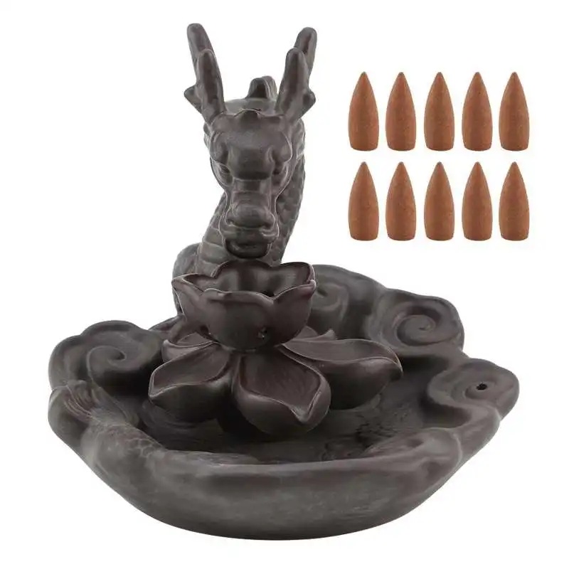 

Ceramic Incense Holder Dragon Shape Backflow Incense Burner Creative Censer Ornament For Home Office Teahouse
