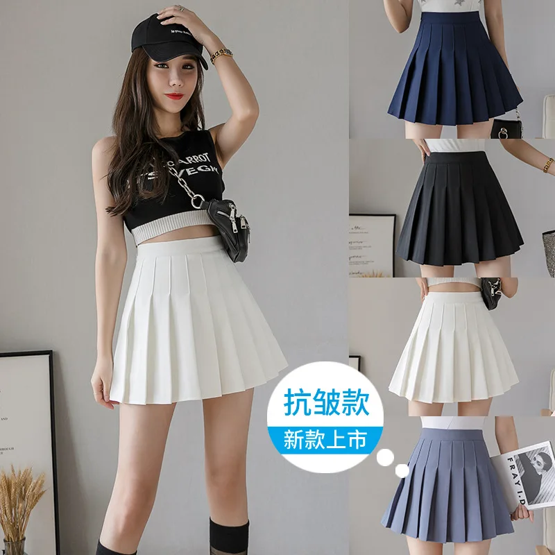 

White pleated skirt short skirt women's summer Japanese high waist new pleated skirt woman skirts skirts black skirt