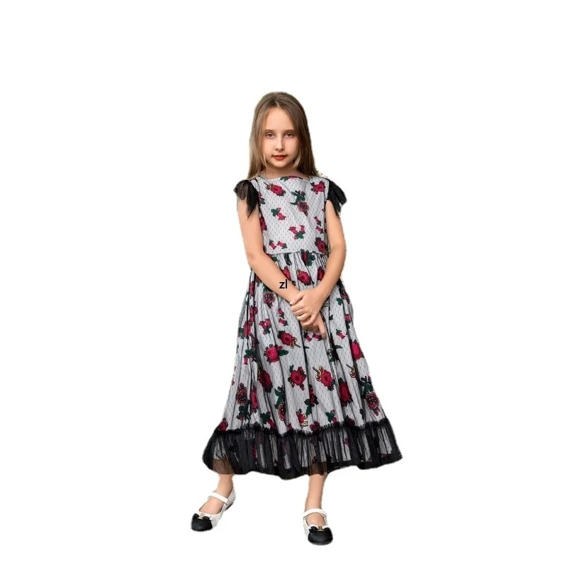 

Summer Hijab Muslim Dress for Kids Girls 6-16 Years Embroidered Islam Modest Clothes Children Abaya Dubai Party Evening Dresses