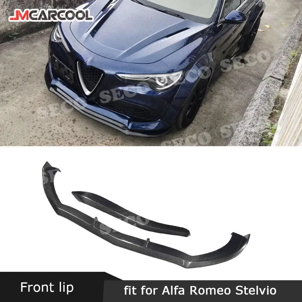 

For Alfa Romeo Stelvio 2017 2018 2019 Front bumper Lip Spoiler Carbon fiber Head bumper Chin cover trims Car Styling