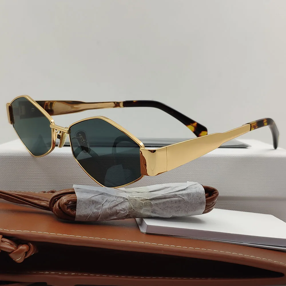

2033 New quadrilateral Women Metal Frame Sunglasses For Aesthetic Brand Designer Futuristic Summer Ladies For Sun Glasses UV400
