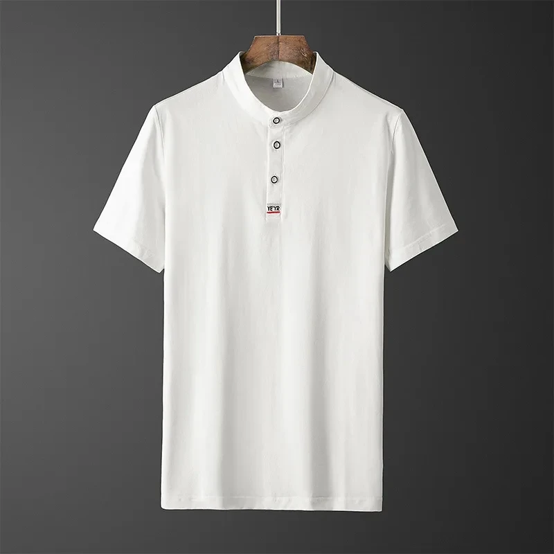 

Корейский стиль, одноцветные, 2022, брендовые, модные рубашки поло с коротким рукавом, мужские, черные, белые, летние, хлопковые, дышащие, топы, ...