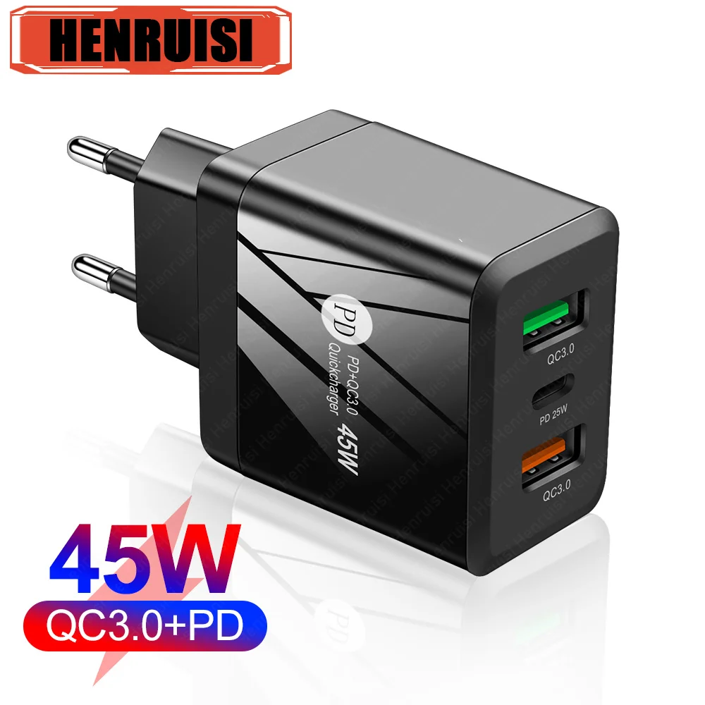 

Сетевое зарядное устройство с USB-портом и поддержкой быстрой зарядки, 45 Вт