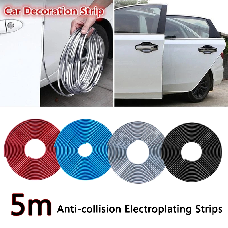 

U-shaped Glossy Strip Car Anti-collision Electroplating Strips Air Outlet Decoration Door Opening Protection Auto Styling