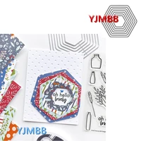 yjmbb 2022 new hexagon background frame metal cutting dies scrapbook album paper diy card craft embossing die cutting