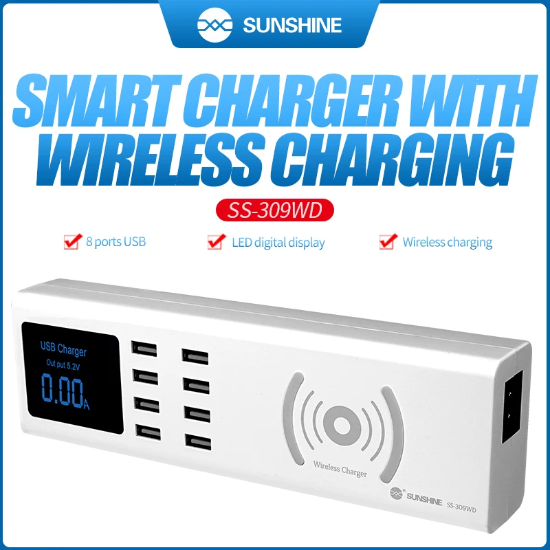 

SUNSHINEtools 8 Port USB Quick Charger Mobile Phone Adapter Wireless Chargers Charging Station For iPhone Huawei Xiaomi tables