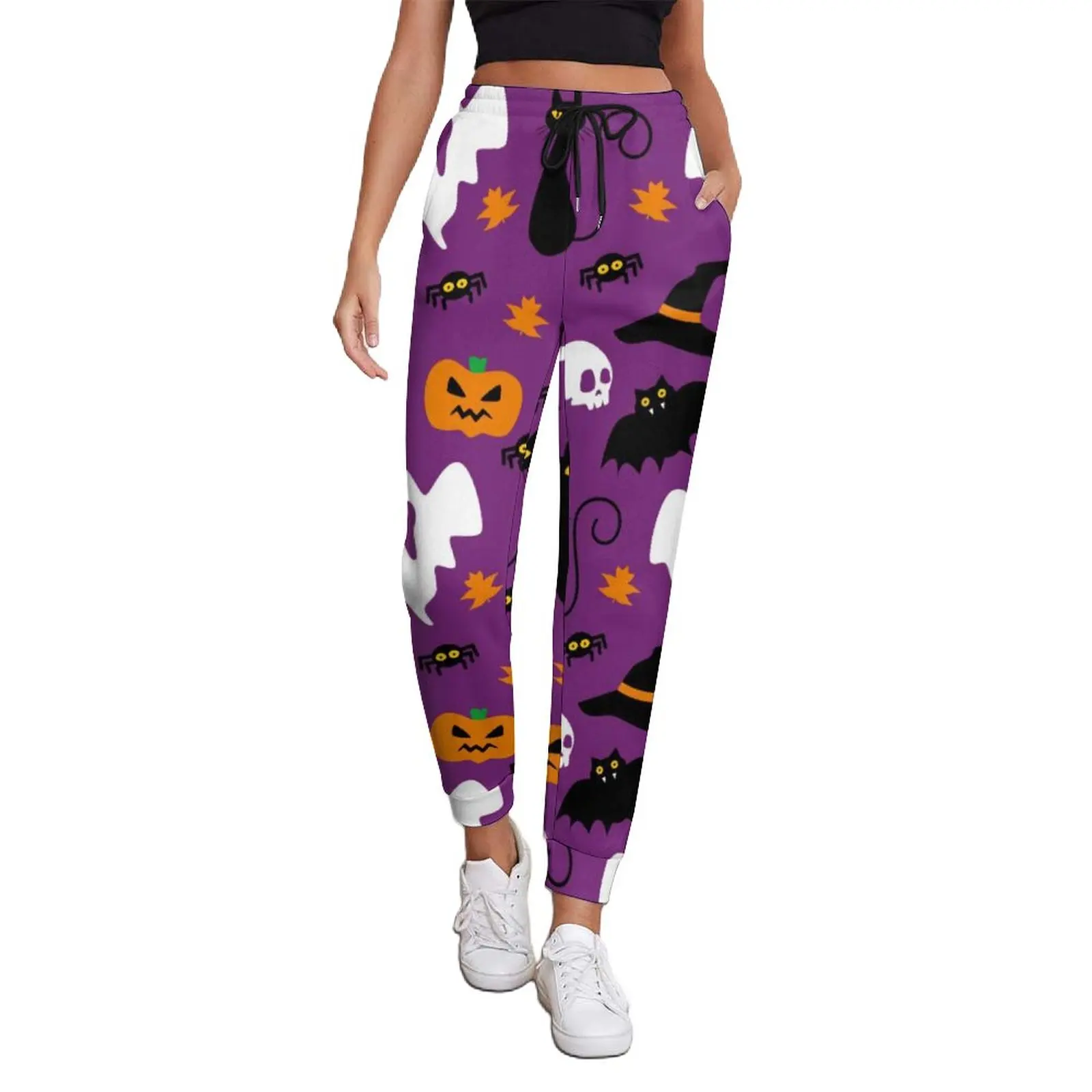 

Cute Halloween Jogger Pants Spring Spooky Pumpkin Boo Ghost Skull Casual Sweatpants Women Hip Hop Printed Trousers Big Size 2XL