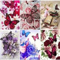 diy 5d diamond painting butterfly and flower cross stitch kit rose flower art inlaid rhinestone embroidery decorative painting