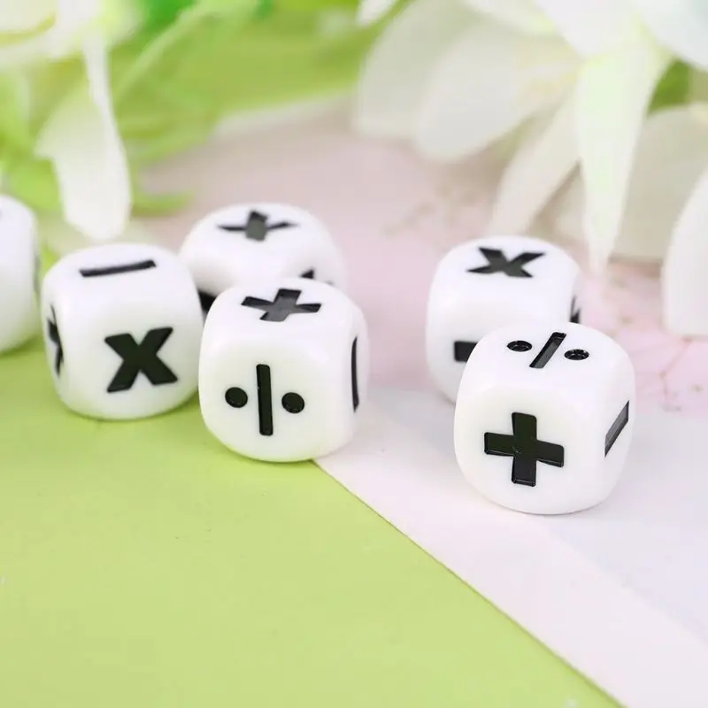

10pcs 16mm D6 Dice Mathematical Operators Arithmetic Dice Club Pub Board Game
