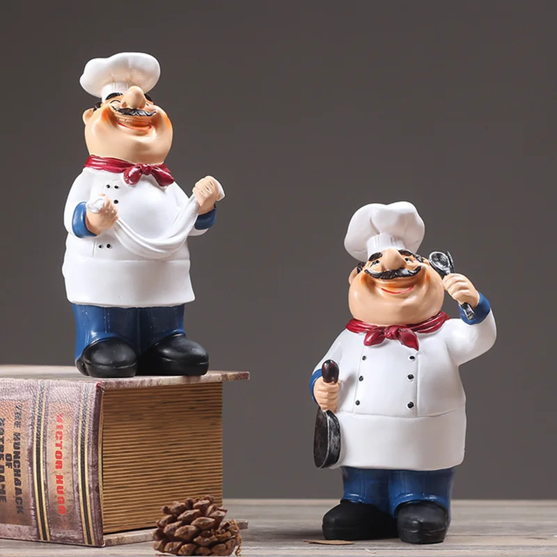 

Resin Crafts Chef Statue Character Ornaments Figurine Creative Home Decoration Bar Western Restaurant Cafe Cake Shop Decor
