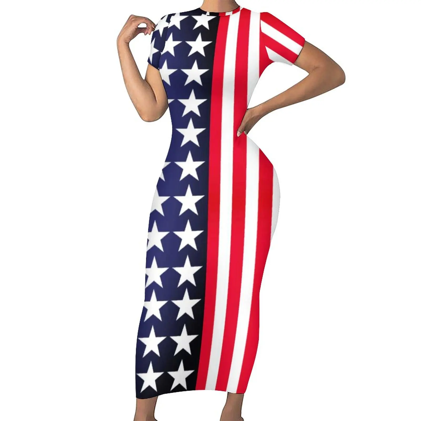 

Облегающее платье с американским флагом США, летние патриотические Клубные Макси-платья в современную полоску со звездами, женское дизайне...