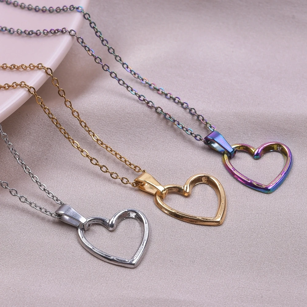 

Fashion Minimalism Love Heart Pendant Necklace for Women Girl Stainless Steel Gold Color Heart Pendant Choker Jewelry Party Gift