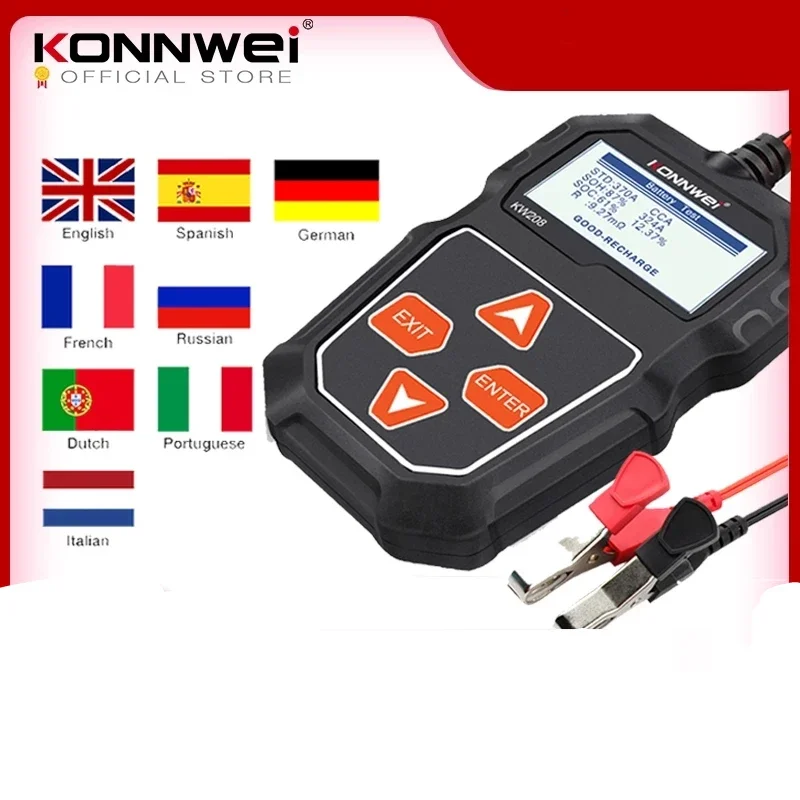 Фото Новый продукт KONNWEI KW208 детектор сопротивления автомобильного аккумулятора №1
