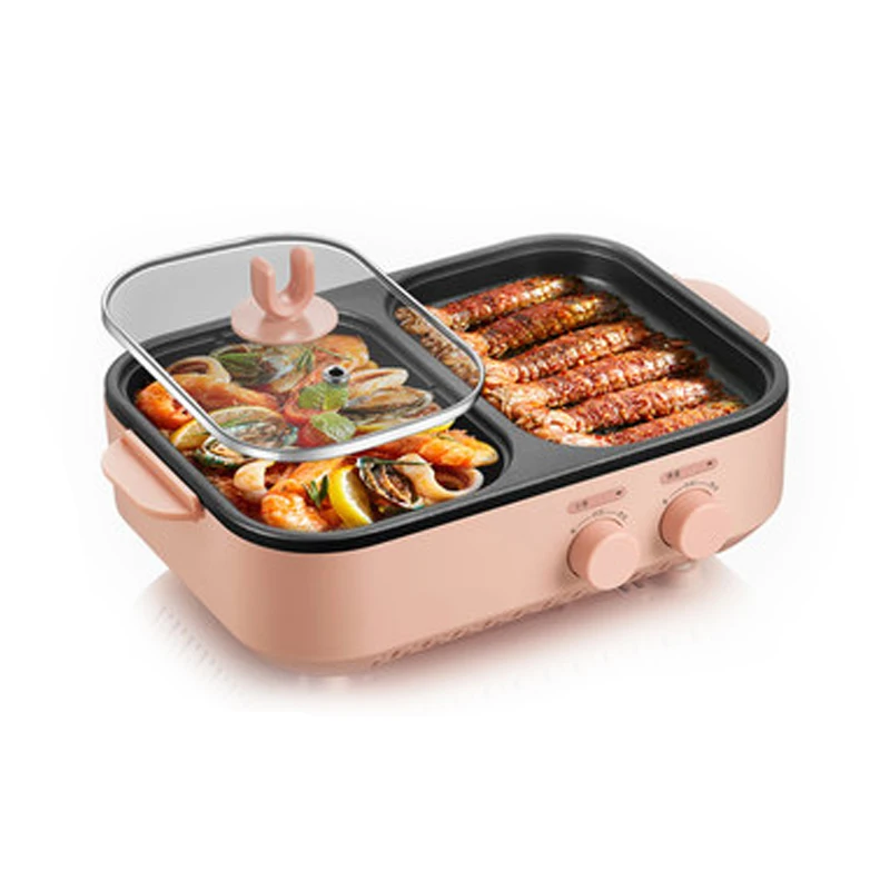 high power portable multi function pot multi function barbecue pot household small hot pot multi function barbecue pot free global shipping