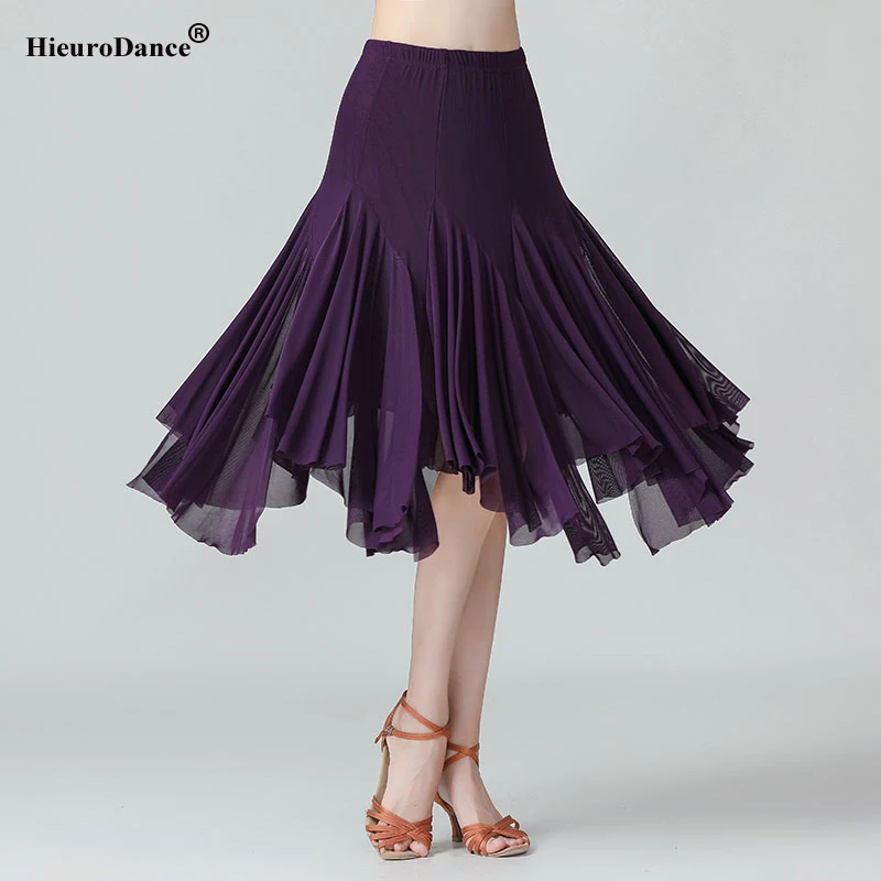 Юбка Женская средней длины для латиноамериканских танцев удобная мягкая юбка