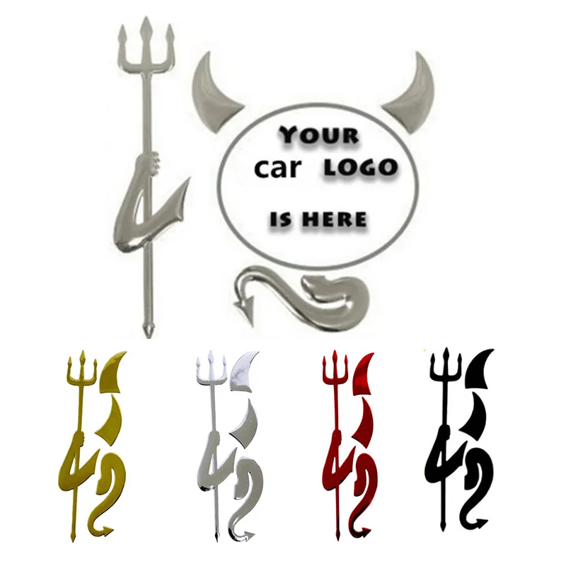 3D Chrome Devil Decal Car or Truck Custom Demon Stickers W/ Horns car styling 4 Pieces for VW car accessories funny car sticker!