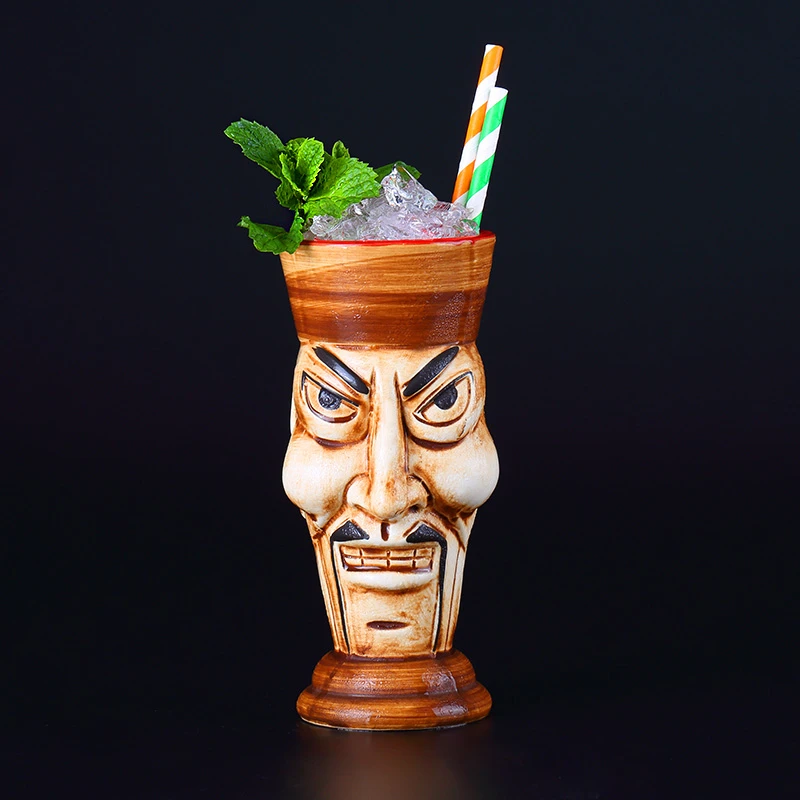 

450ml Hawaii Tiki Mugs Cocktail Cup Beer Beverage Mug Wine Mug Ceramic Easter Islander Tiki Mug Bar Tool Barware