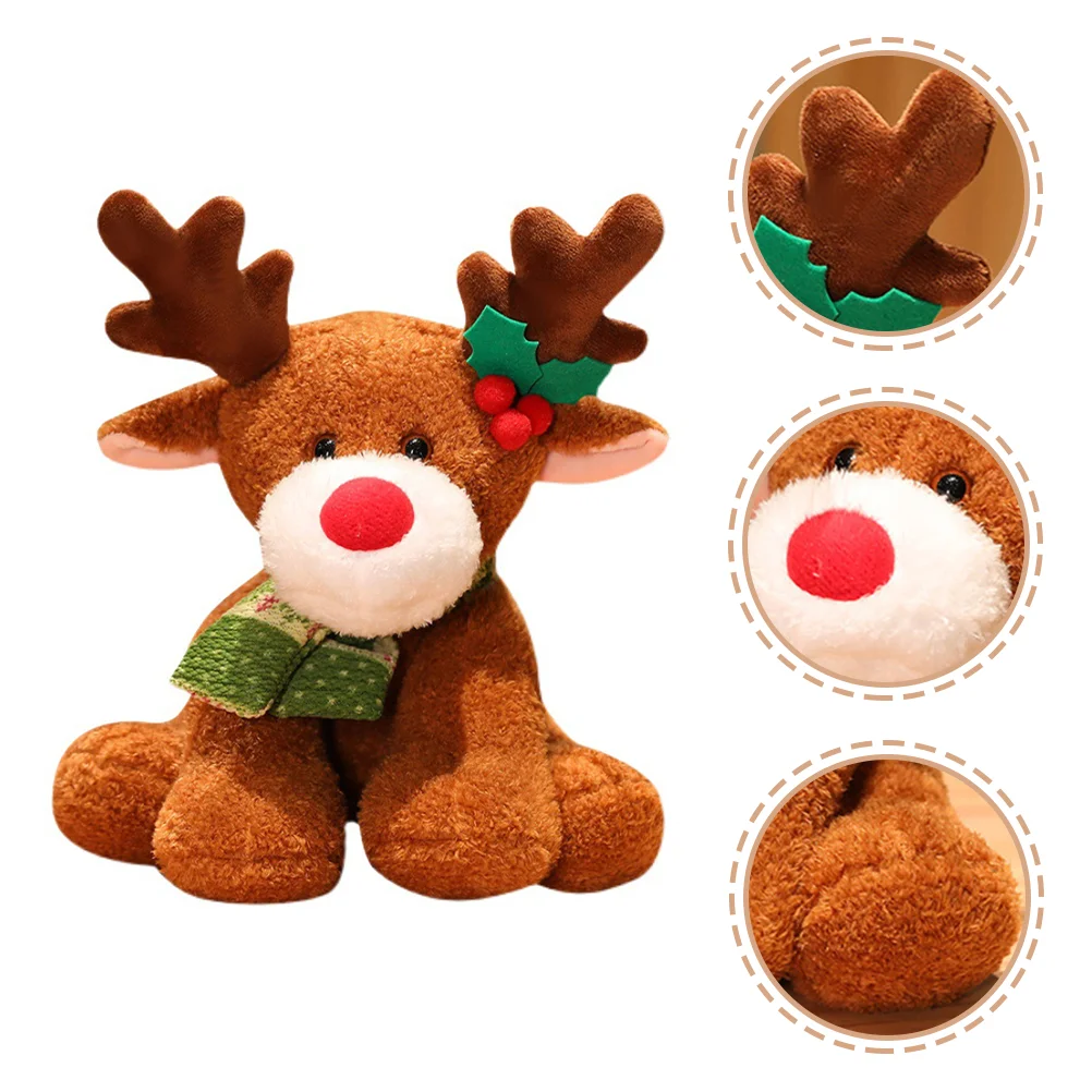 

Stuffed Deer Plush Animal Christmas Toy Reindeer Toys Elk Decor Bed Above Animals Favors Partysoft Pillowbaby Woodland Red Nose