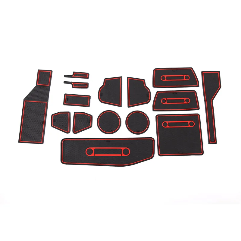 

15pcs For Toyota FJ Cruiser 2007-2022 Car Interior Red Anti-slip Car Door Rubber Cup Cushion Gate Slot Pad Accessories